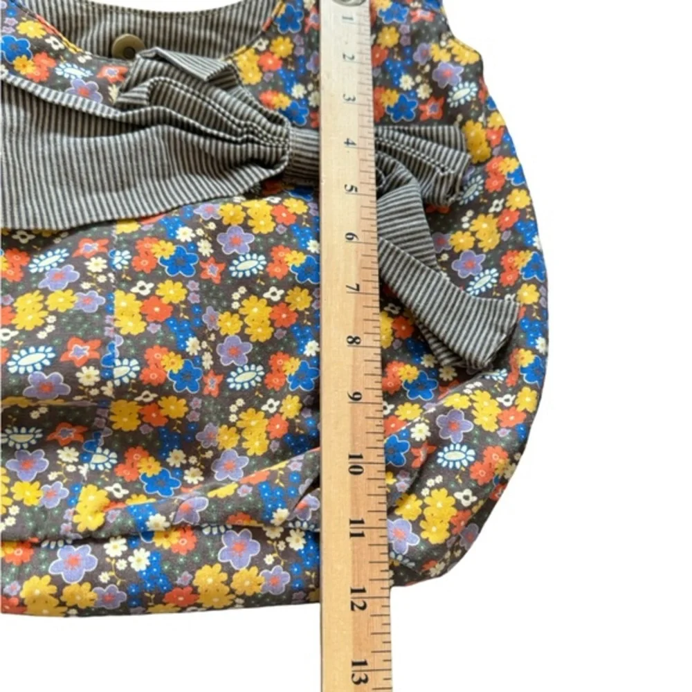Y2K Unionbay large‎ fabric hobo tote with accent bow brown-multicolored